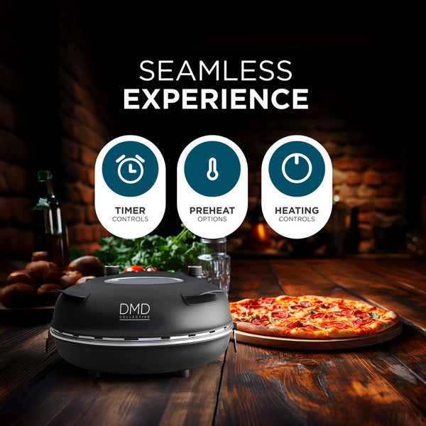 Electric Pizza Oven - 12”, Stone Bake, Thermostat and Paddles