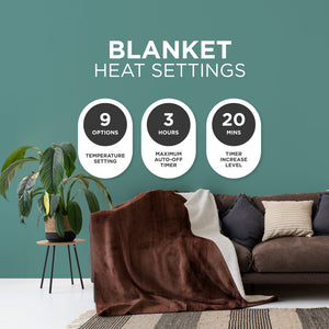 Heated Electric Blanket – Sherpa Fleece, Auto-Off & 9 Heat Levels, Brown