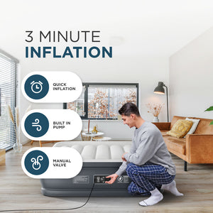 Double Air Bed with Built-In Pump