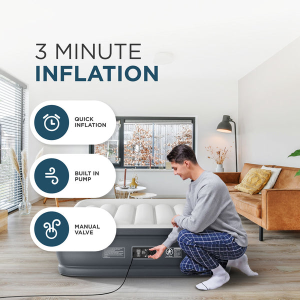Double Air Bed with Built-In Pump