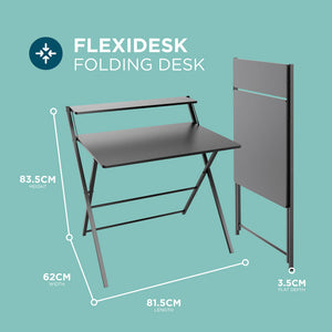 FlexiDesk Folding Desk with 2-Tier Shelf