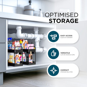 Under Sink Storage Kitchen Organiser - 2 Pack