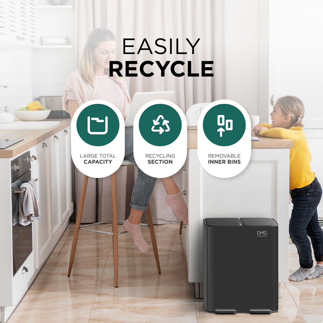 30L Dual Stainless Steel Rubbish Bin