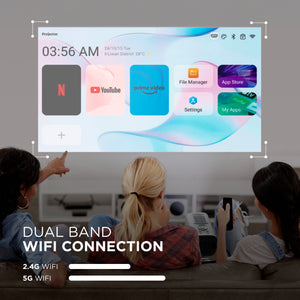 4K Supported Projector, 18000 Lumen FHD 1080P WiFi6 Bluetooth