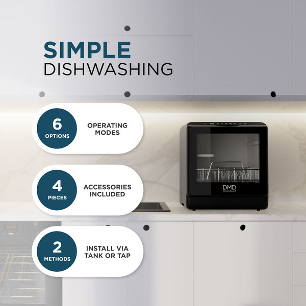 Countertop Dishwasher - 5L Built-in Water Tank and 5 Modes