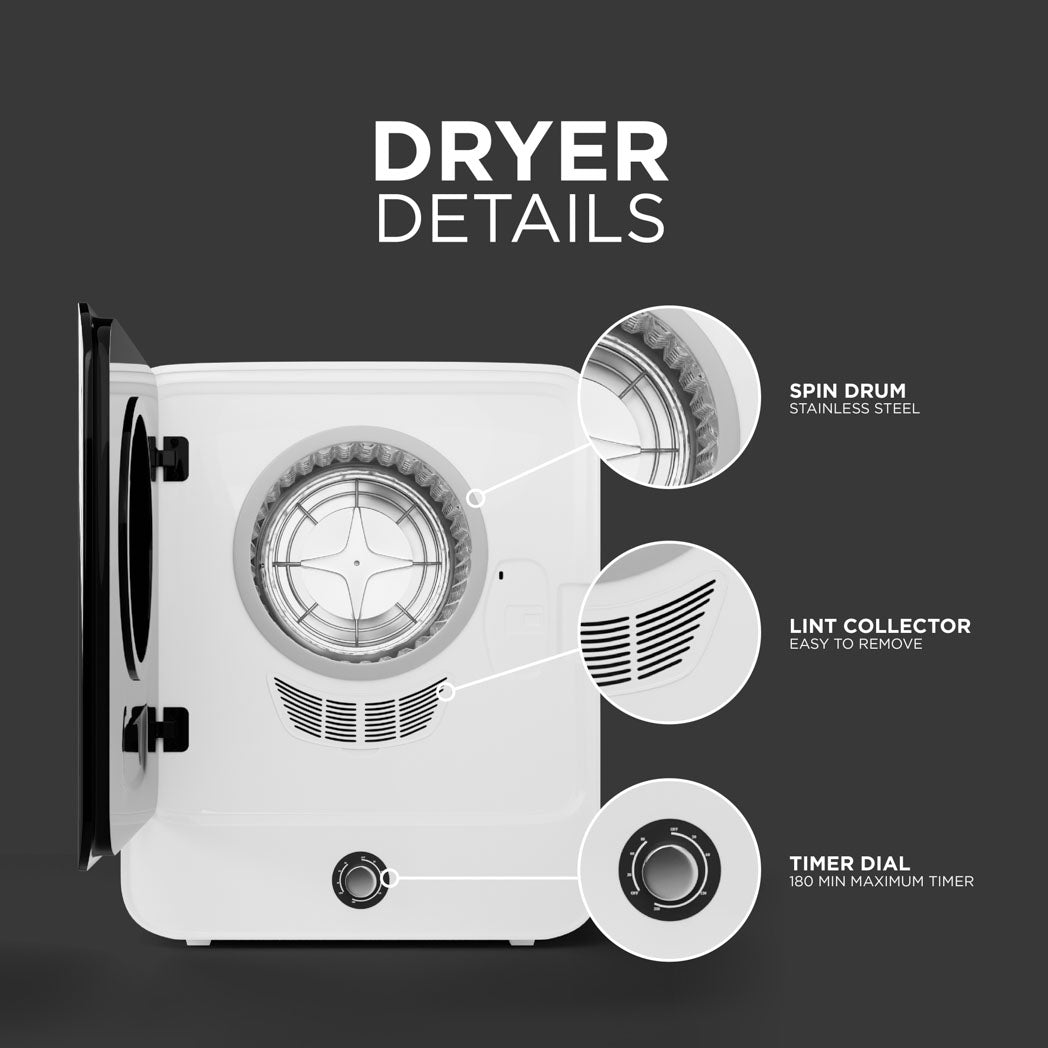 3kg Vented Mini Tumble Dryer with Anti-Wrinkle & Cool Air