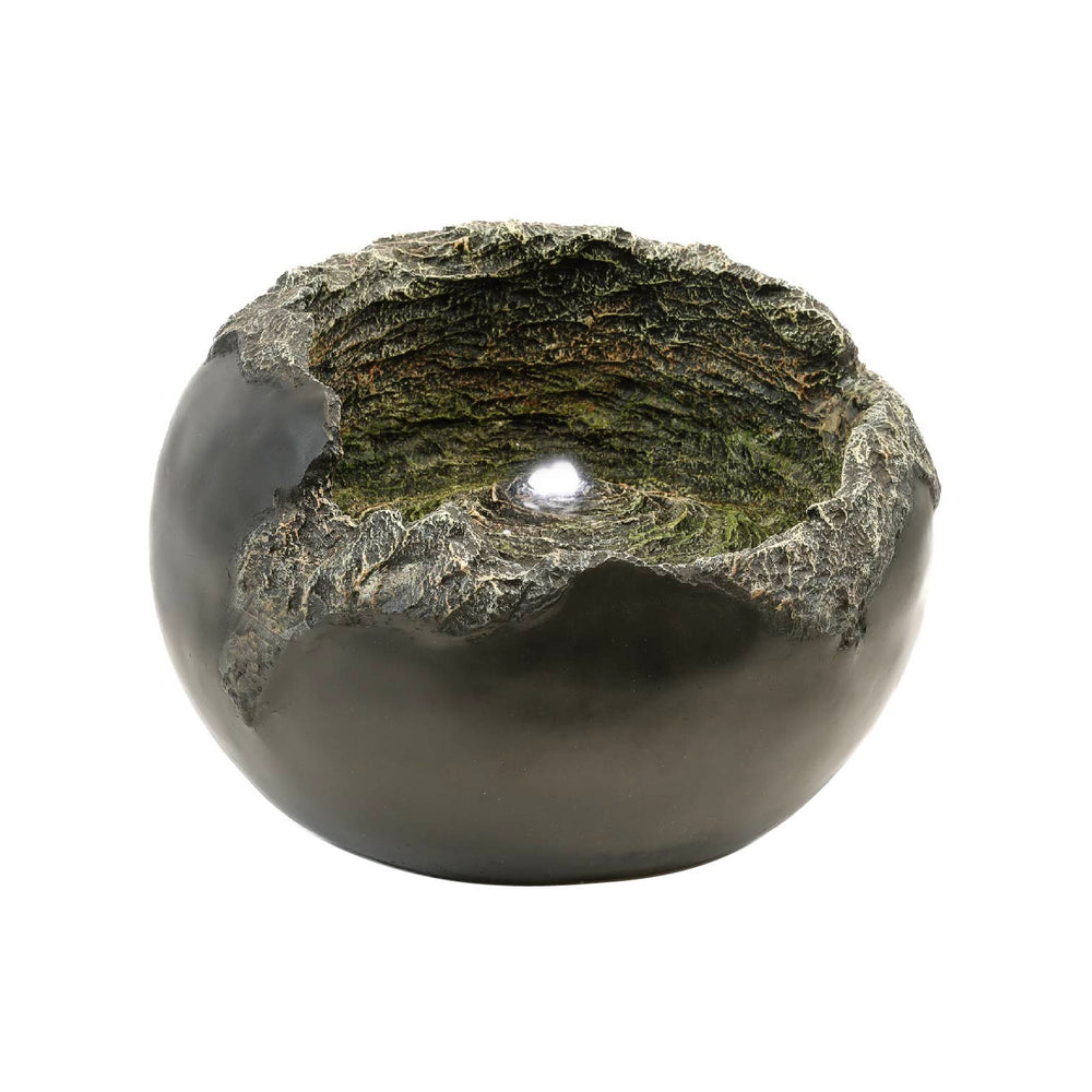 Solar Powered Rock Bowl Water Feature with Battery Backup & LED Light