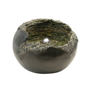 Solar Powered Rock Bowl Water Feature with Battery Backup & LED Light