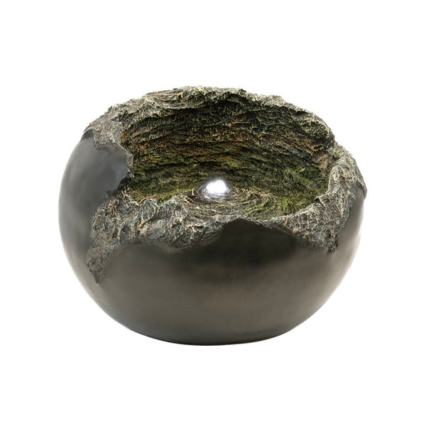 Solar Powered Rock Bowl Water Feature with Battery Backup & LED Light