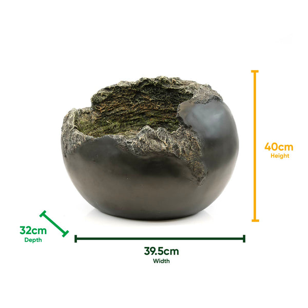 Solar Powered Rock Bowl Water Feature with Battery Backup & LED Light