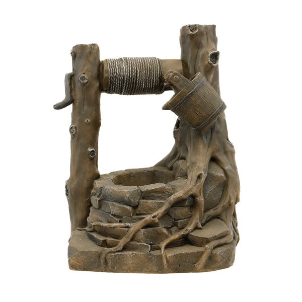 Solar Powered Rustic Brick Well Water Feature with Battery Backup