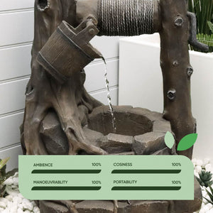 Solar Powered Rustic Brick Well Water Feature with Battery Backup
