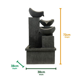 Solar Powered Cascading Slate Water Feature with Battery Backup