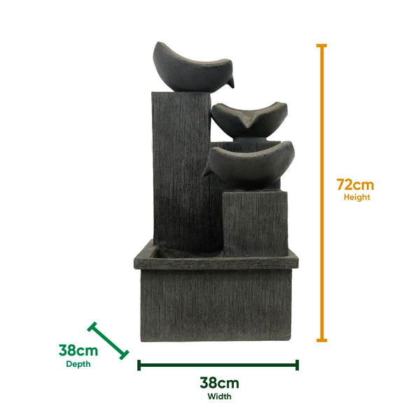 Solar Powered Cascading Slate Water Feature with Battery Backup