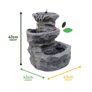 Solar Powered Rock Planter Water Feature with Battery Backup