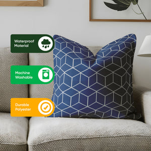 Pack of 2 Blue Cube Cushion Covers