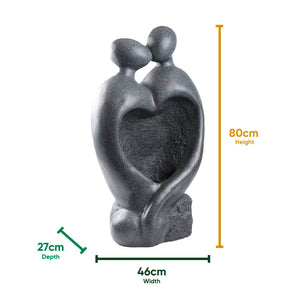Solar Powered Carved Lovers Water Feature with LED Light & Battery Backup