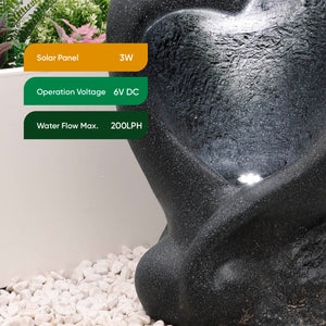 Solar Powered Carved Lovers Water Feature with LED Light & Battery Backup