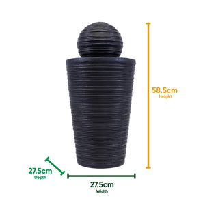 Solar Powered Round Ball & Plinth Water Feature with LED Light & Battery Backup