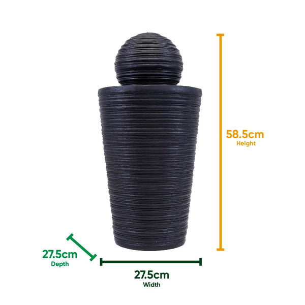 Solar Powered Round Ball & Plinth Water Feature with LED Light & Battery Backup