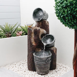 Solar Cascading Woodland Water Feature with Battery Backup