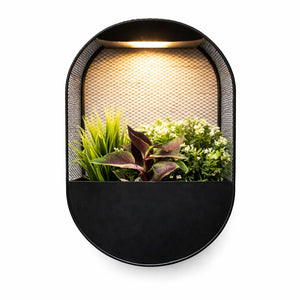 Solar Wall Planter with LED Light – Modern Metal Hanging Planter