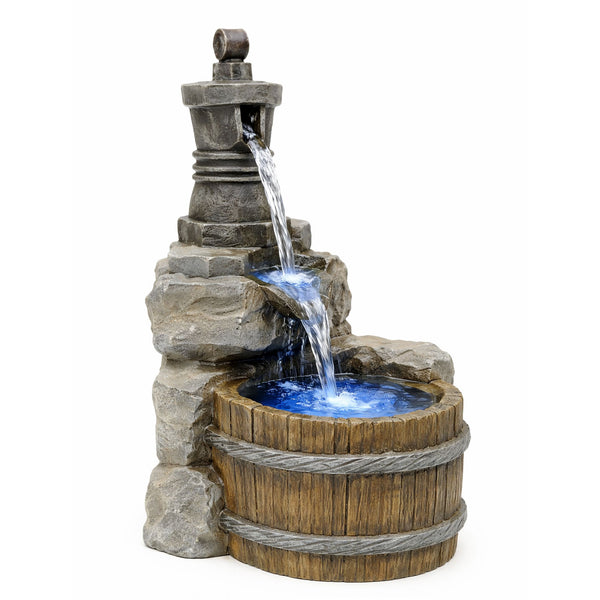 Solar Powered Hand Pump Water Feature – Garden Fountain with Rustic Charm for Patios, Gardens & Outdoor Spaces
