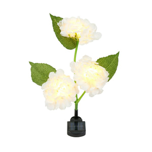 Hydrangea Solar Stake Light – 3 Flower Head Warm White LED Garden Light