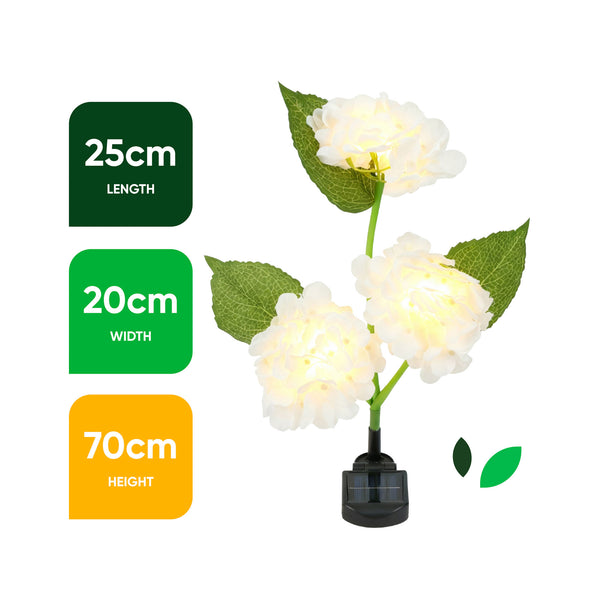 Hydrangea Solar Stake Light – 3 Flower Head Warm White LED Garden Light