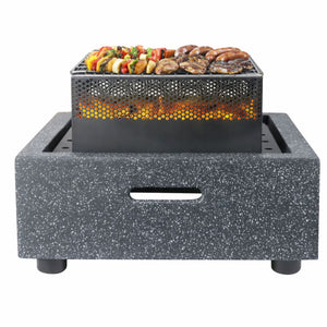MGO Square Firepit BBQ – 2-in-1 Outdoor Fire Bowl with Grill