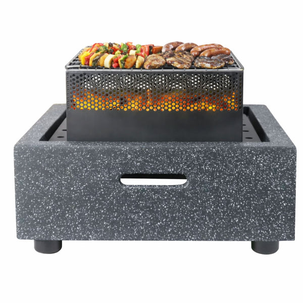 MGO Square Firepit BBQ – 2-in-1 Outdoor Fire Bowl with Grill