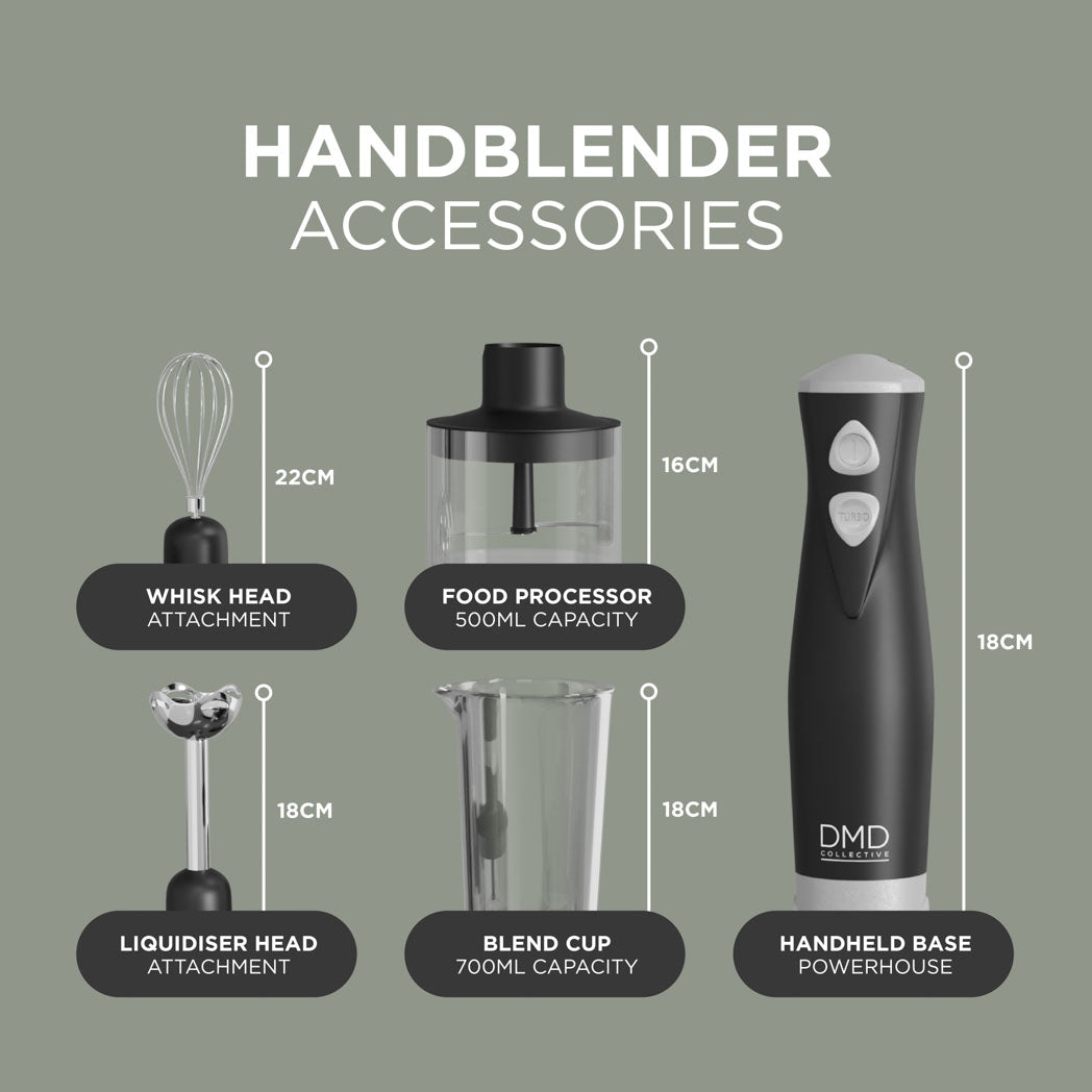 5-In-1 Immersion Hand Blender with Whisk & Chopper Attachments