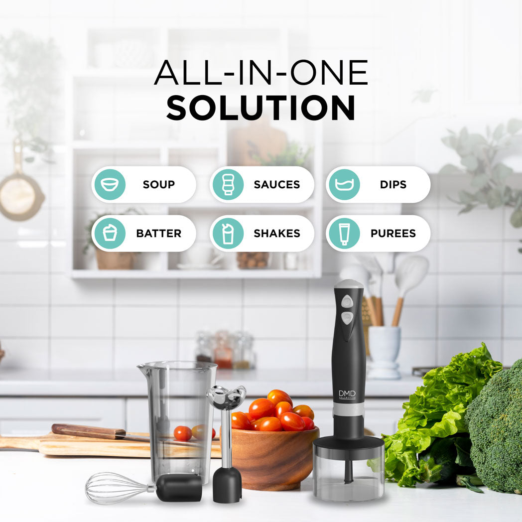 5-In-1 Immersion Hand Blender with Whisk & Chopper Attachments
