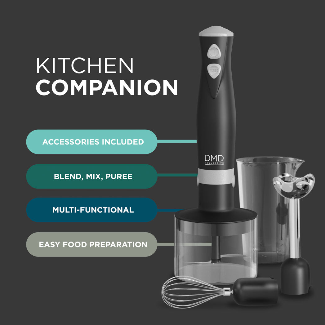 5-In-1 Immersion Hand Blender with Whisk & Chopper Attachments