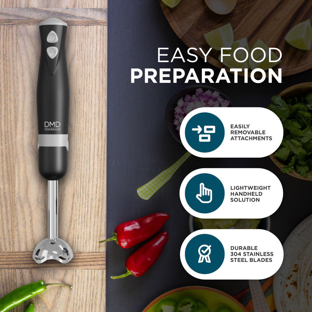 5-In-1 Immersion Hand Blender with Whisk & Chopper Attachments