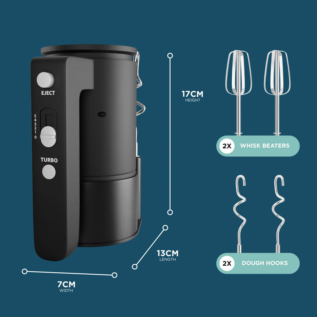 5 Speed Electric Hand Mixer with Beaters & Dough Hooks