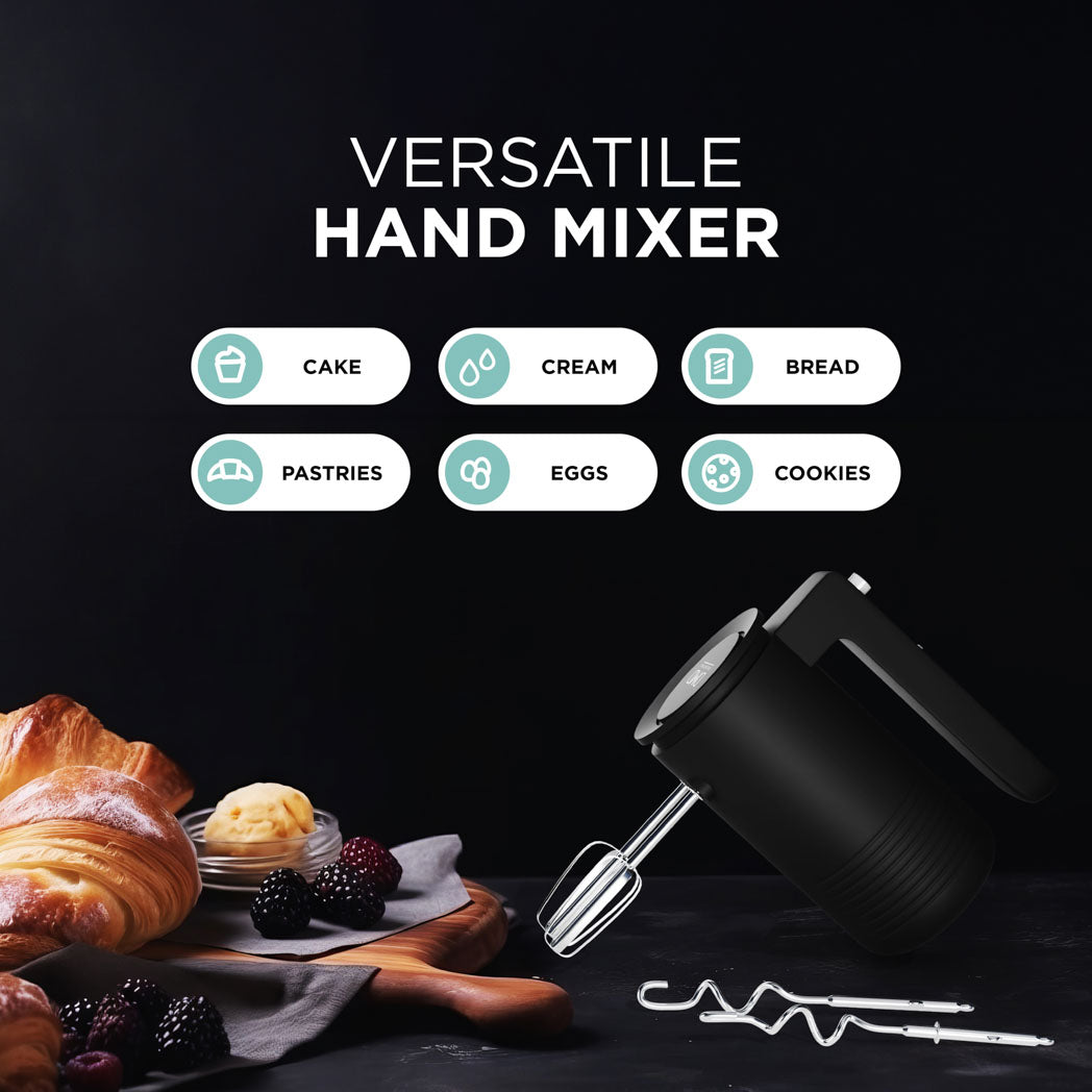 5 Speed Electric Hand Mixer with Beaters & Dough Hooks