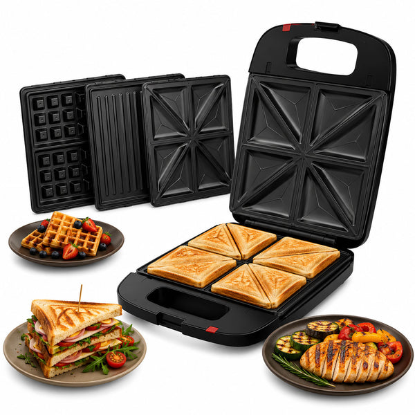 3-in-1 Toastie Maker with Removable Plates & Grill