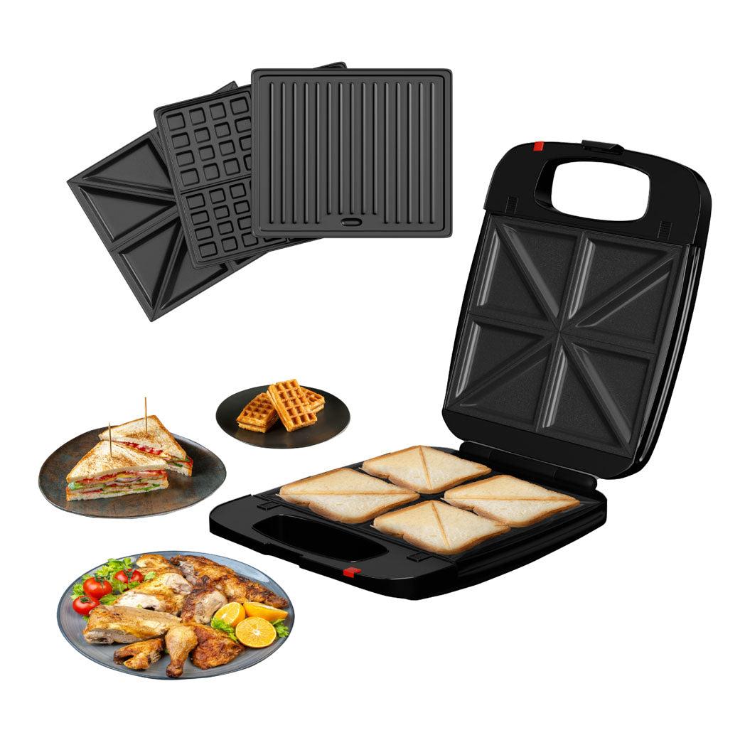 3-in-1 Toastie Maker with Waffle & Grill Plates