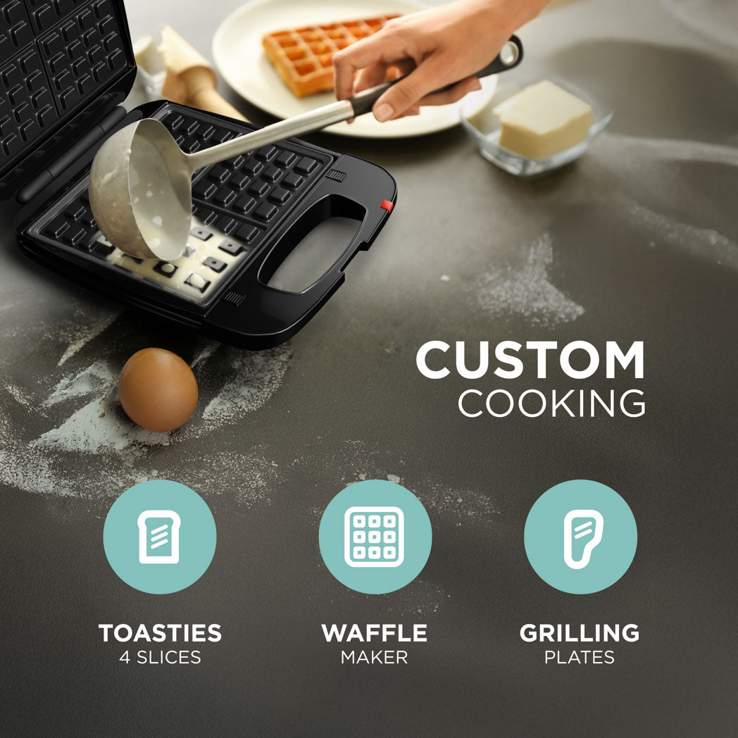 3-in-1 Toastie Maker with Waffle & Grill Plates
