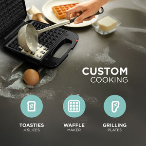 Toastie Maker - 3-in-1 with Waffle and Grill Plates