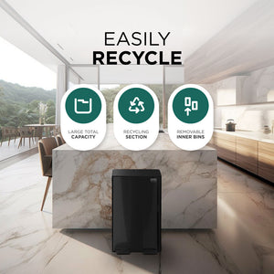 Stainless Steel Rubbish Bin - 63L, Dual Design
