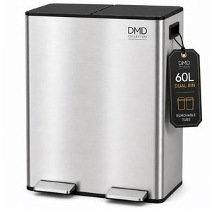 Dual Kitchen Bin – 60L Stainless Steel Waste & Recycling Bin