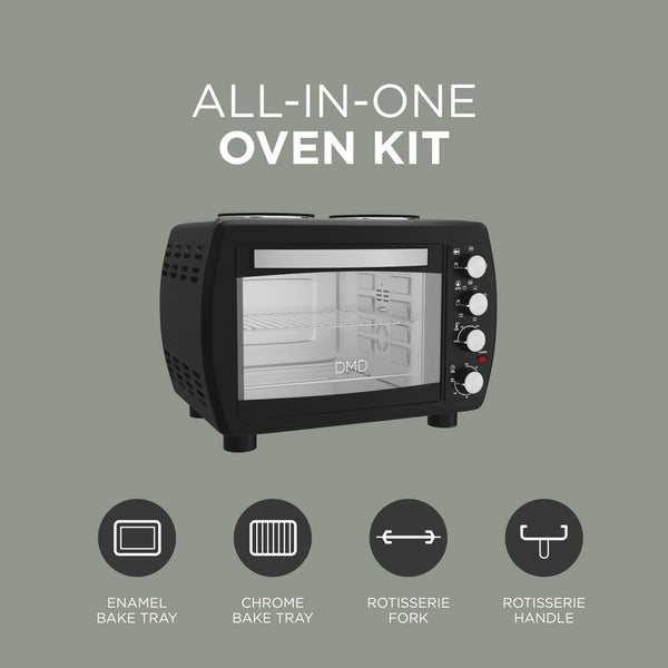 Mini Oven All-in-One Cooker - 35L with Dual Hot Plates