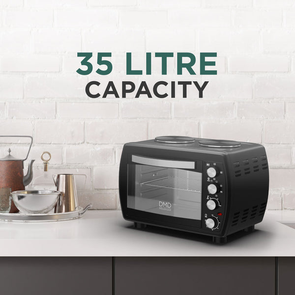 Mini Oven All-in-One Cooker - 35L with Dual Hot Plates