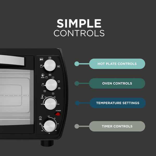 Mini Oven All-in-One Cooker - 35L with Dual Hot Plates