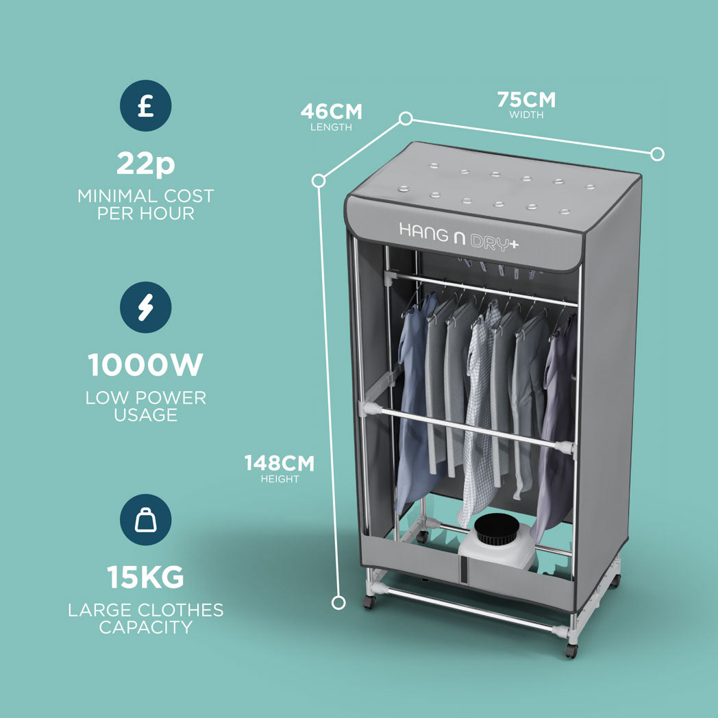 Hang'n'Dry+ Electric Clothes Dryer - With a Remote Control & Pegs