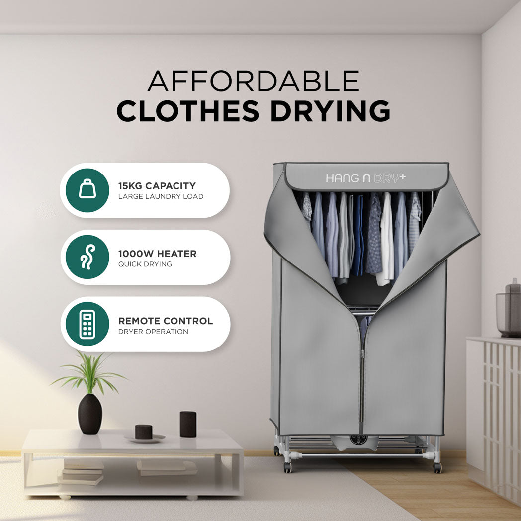 Hang'n'Dry+ Electric Clothes Dryer - With a Remote Control & Pegs