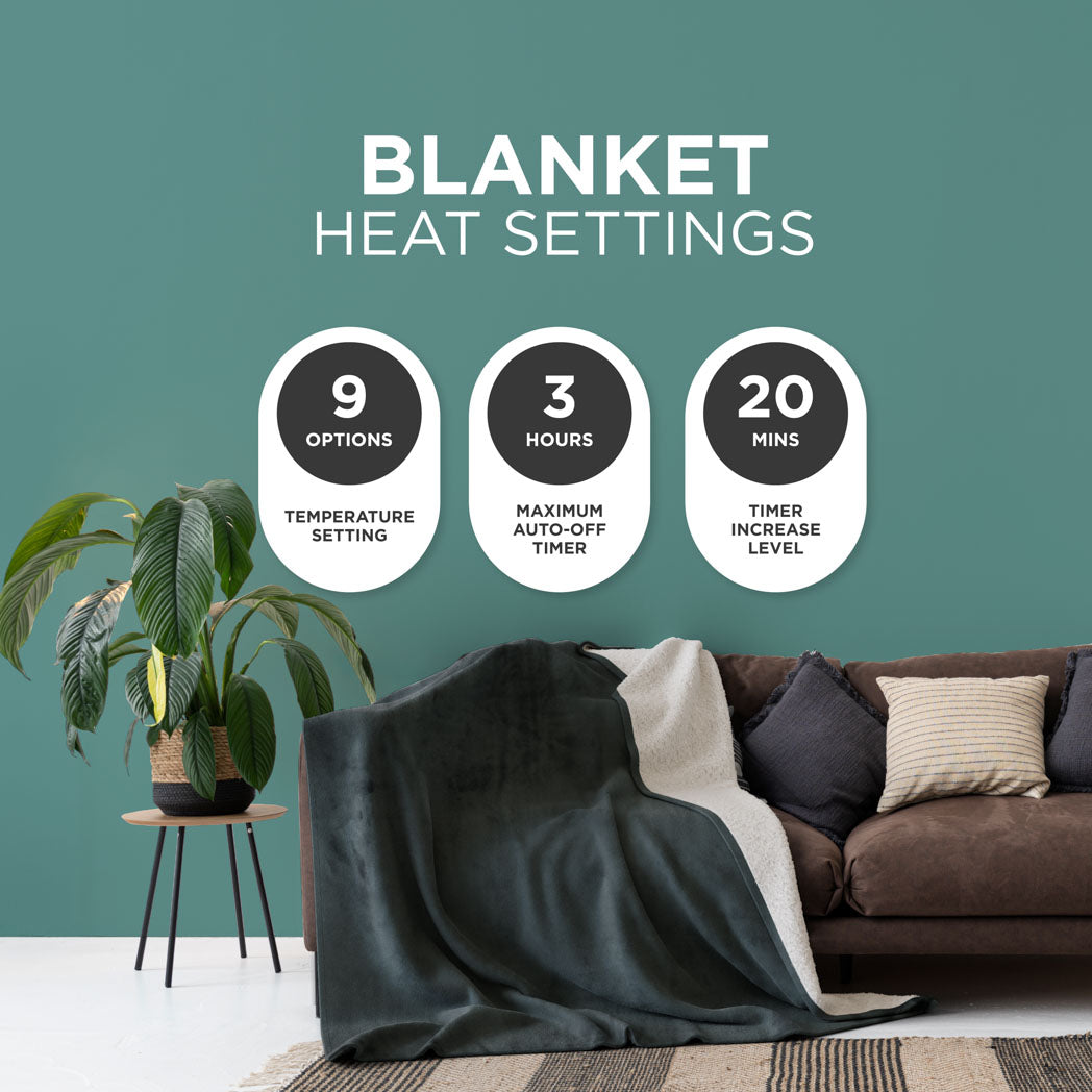 Heated Electric Blanket – Sherpa Fleece, Auto-Off & 9 Heat Levels
