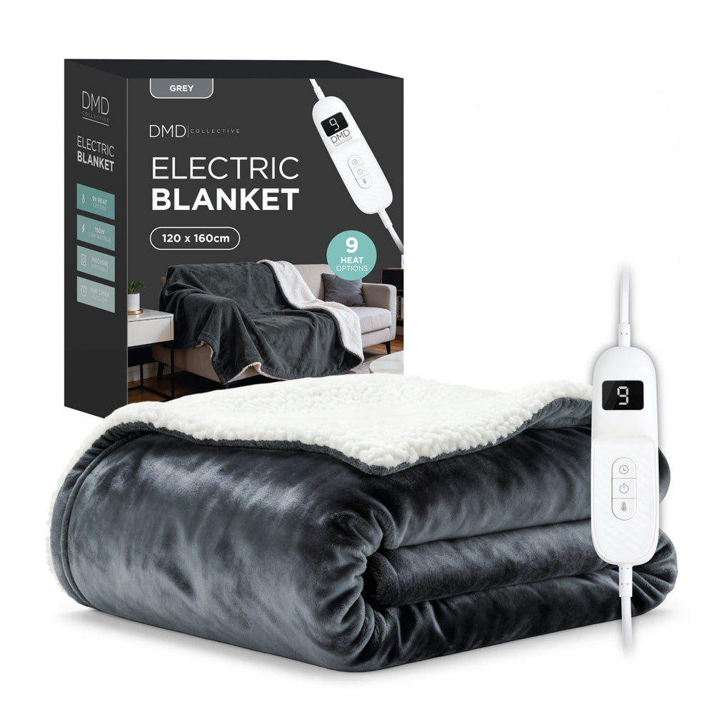 Heated Electric Blanket - Sherpa Fleece, Auto-Off, 9 Heat Levels